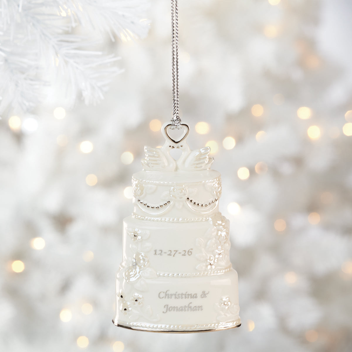 Personalized Celebrate Love Wedding Cake Ornament