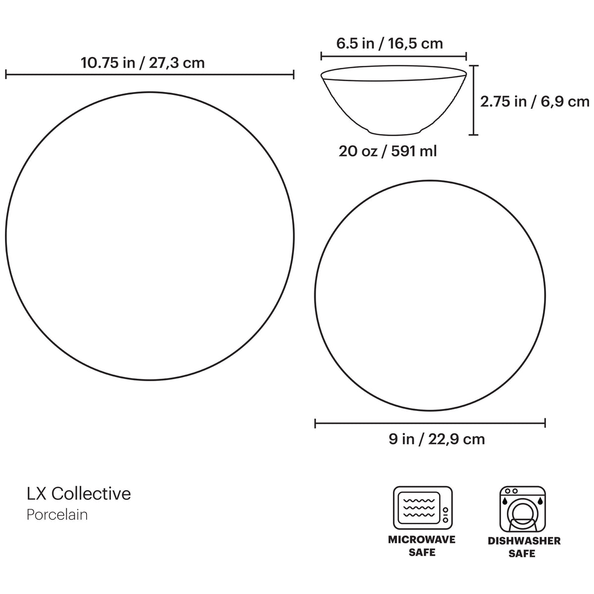 LX Collective White 12-Piece Dinnerware Set