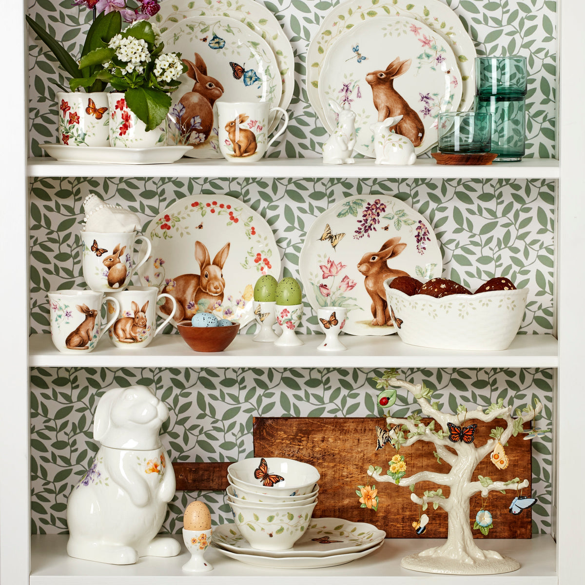 Butterfly Meadow Bunny 16-Piece Dinnerware Set