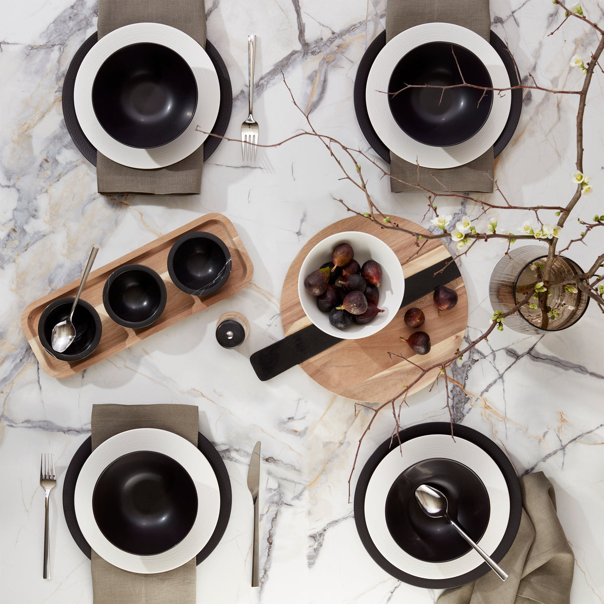 LX Collective White 12-Piece Dinnerware Set