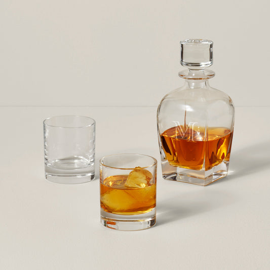 Personalized Tuscany Classics 3-Piece Whiskey Decanter & Glass Set