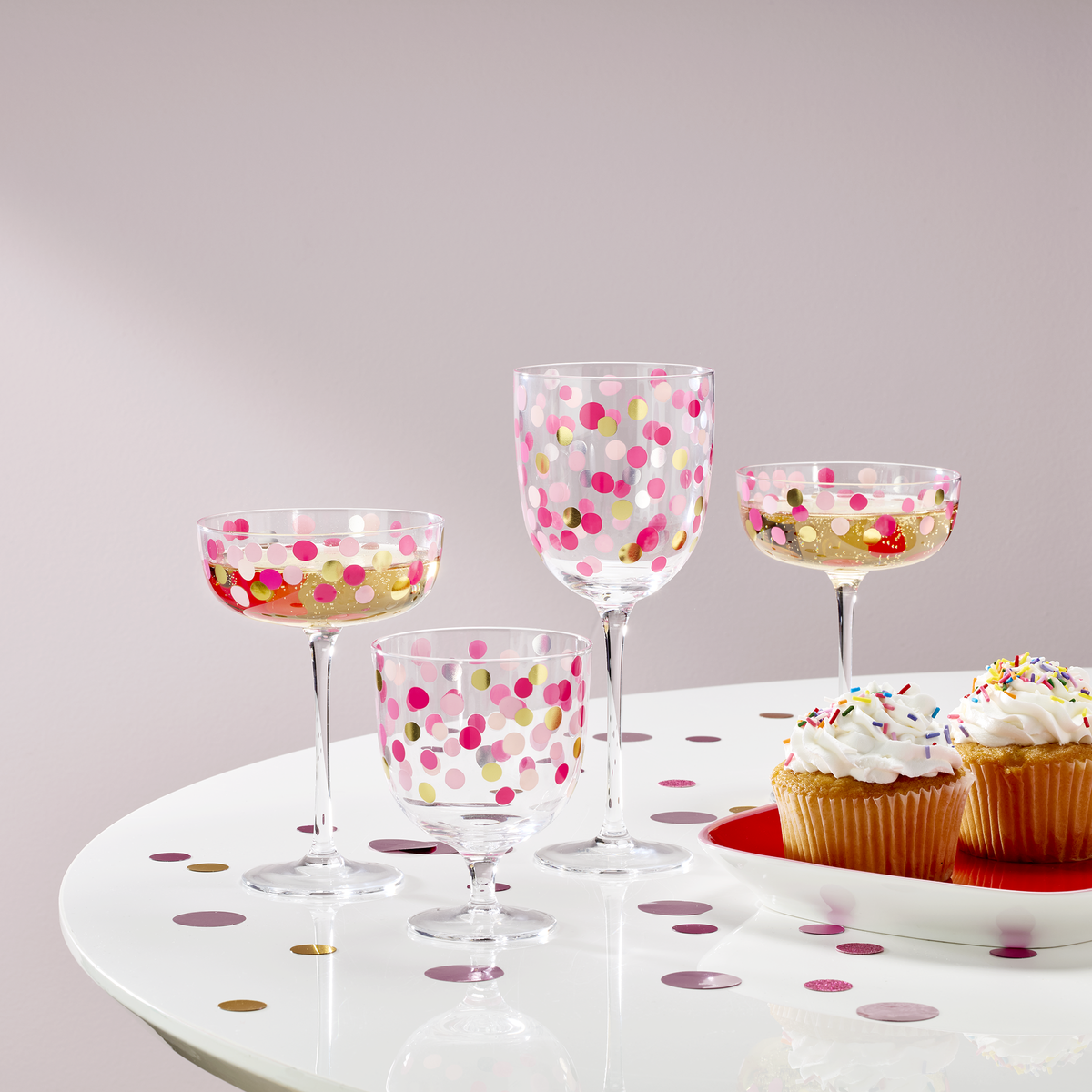It's Raining Confetti Short Wine Glasses, Set of 4
