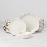 French Perle Scallop White 24-Piece Dinnerware Set