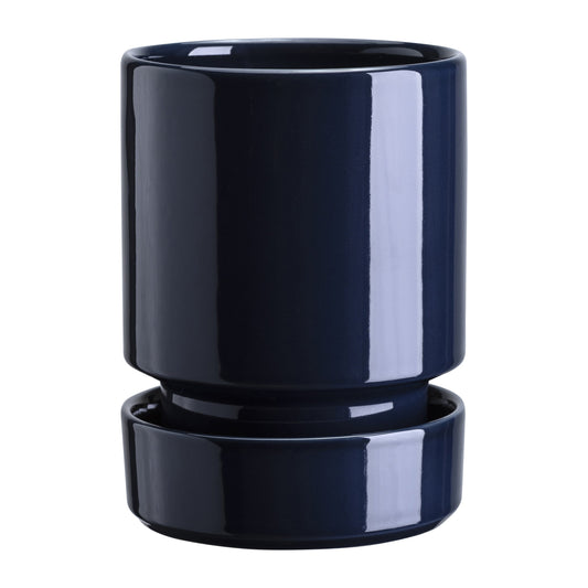 Hoff Glazed Sapphire Blue 12cm Pot with Saucer