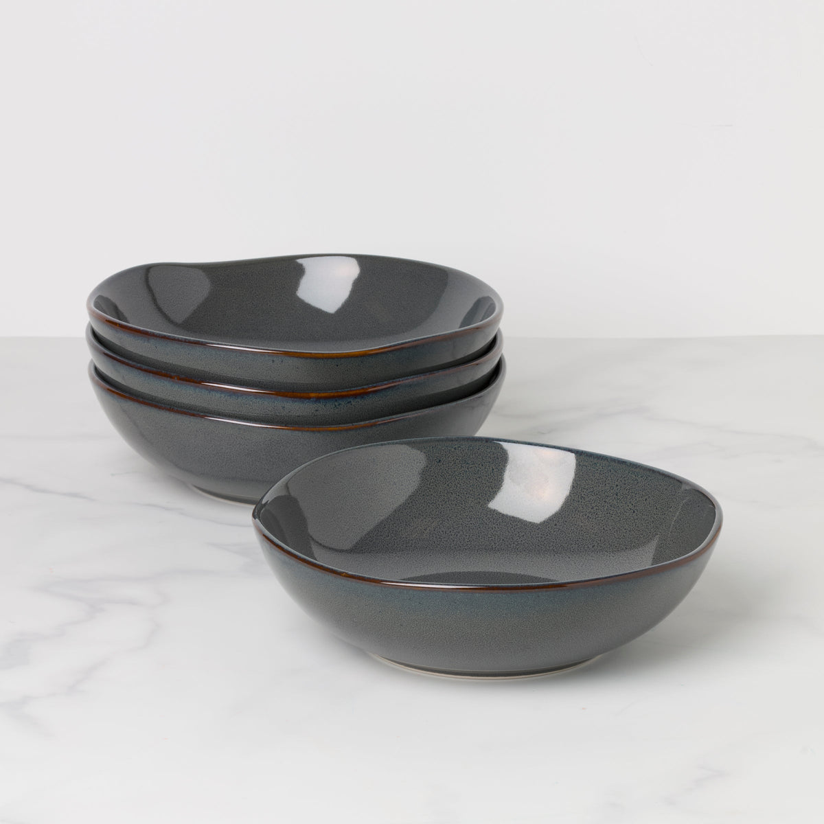 Organic Shades Gray Pasta Bowls, Set of 4