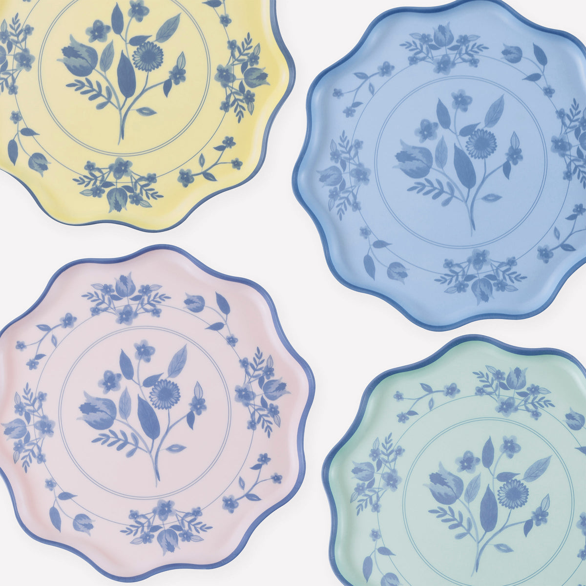 Vintage Botanical Reusable Large Plates, Set of 4